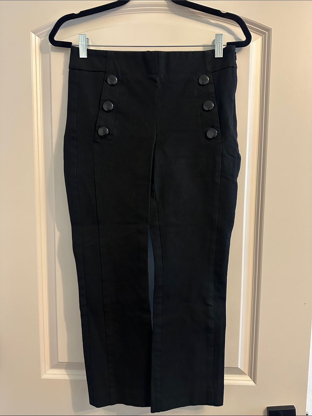 LOFT Black Sailor-Button Cropped Pants